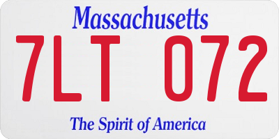 MA license plate 7LT072