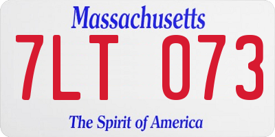 MA license plate 7LT073