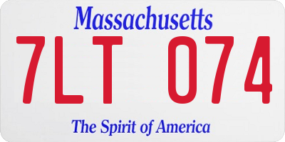 MA license plate 7LT074