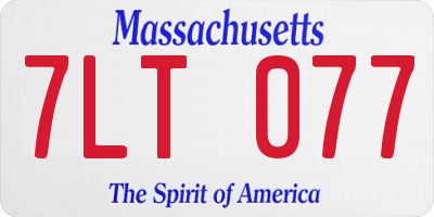MA license plate 7LT077