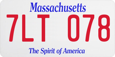 MA license plate 7LT078