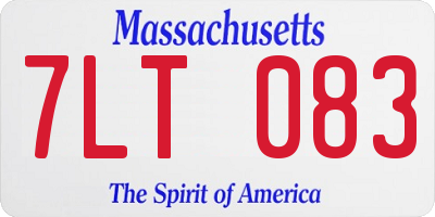 MA license plate 7LT083