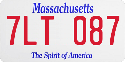 MA license plate 7LT087
