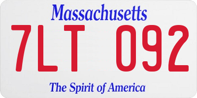 MA license plate 7LT092
