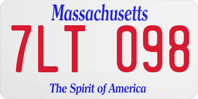 MA license plate 7LT098