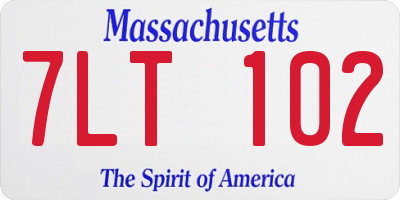 MA license plate 7LT102