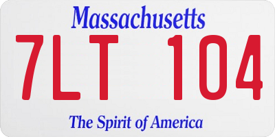 MA license plate 7LT104