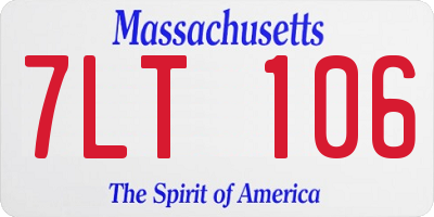 MA license plate 7LT106