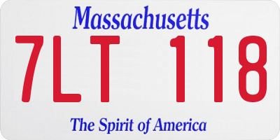MA license plate 7LT118