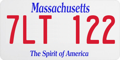 MA license plate 7LT122
