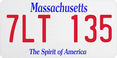 MA license plate 7LT135