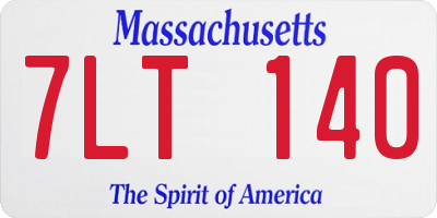 MA license plate 7LT140