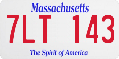 MA license plate 7LT143
