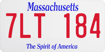 MA license plate 7LT184