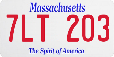 MA license plate 7LT203