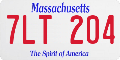 MA license plate 7LT204