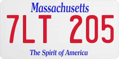 MA license plate 7LT205