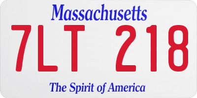 MA license plate 7LT218
