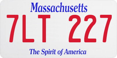 MA license plate 7LT227