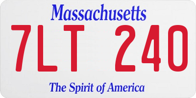 MA license plate 7LT240