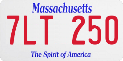 MA license plate 7LT250