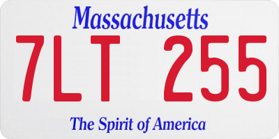 MA license plate 7LT255