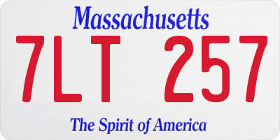 MA license plate 7LT257