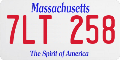 MA license plate 7LT258