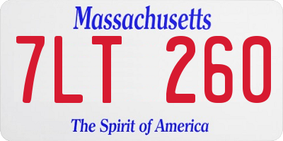 MA license plate 7LT260