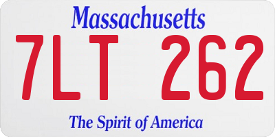 MA license plate 7LT262