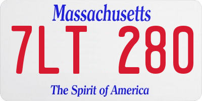 MA license plate 7LT280