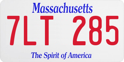 MA license plate 7LT285