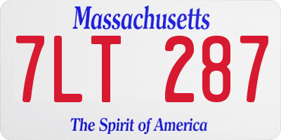 MA license plate 7LT287