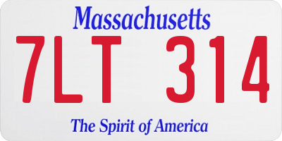 MA license plate 7LT314