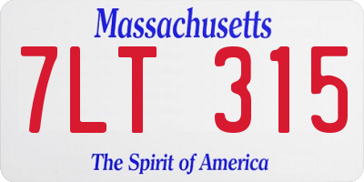 MA license plate 7LT315