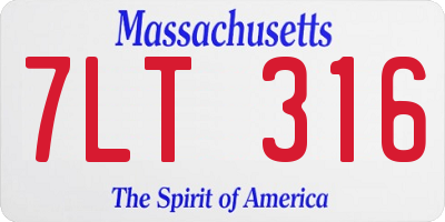 MA license plate 7LT316