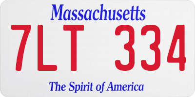 MA license plate 7LT334