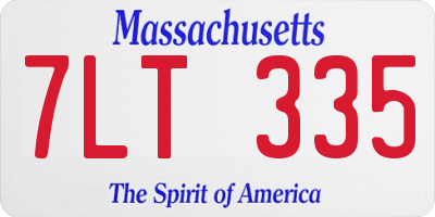 MA license plate 7LT335