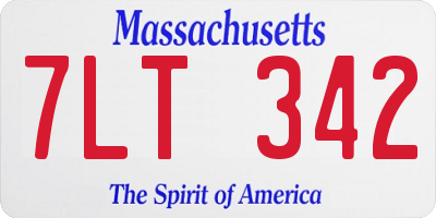 MA license plate 7LT342