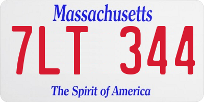 MA license plate 7LT344