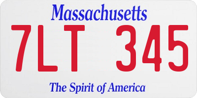 MA license plate 7LT345