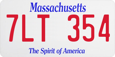 MA license plate 7LT354