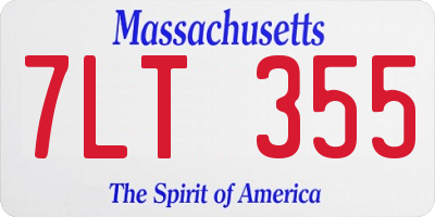 MA license plate 7LT355