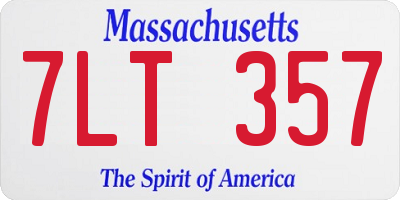 MA license plate 7LT357