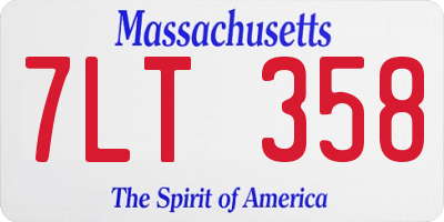 MA license plate 7LT358