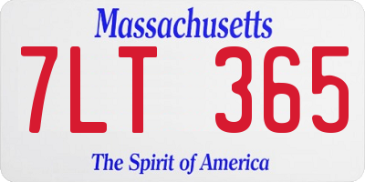 MA license plate 7LT365