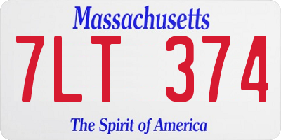 MA license plate 7LT374