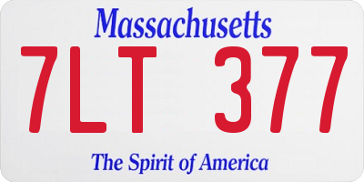 MA license plate 7LT377