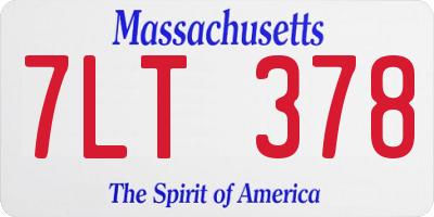 MA license plate 7LT378