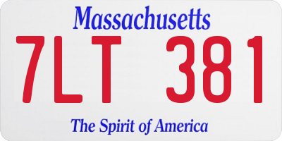 MA license plate 7LT381